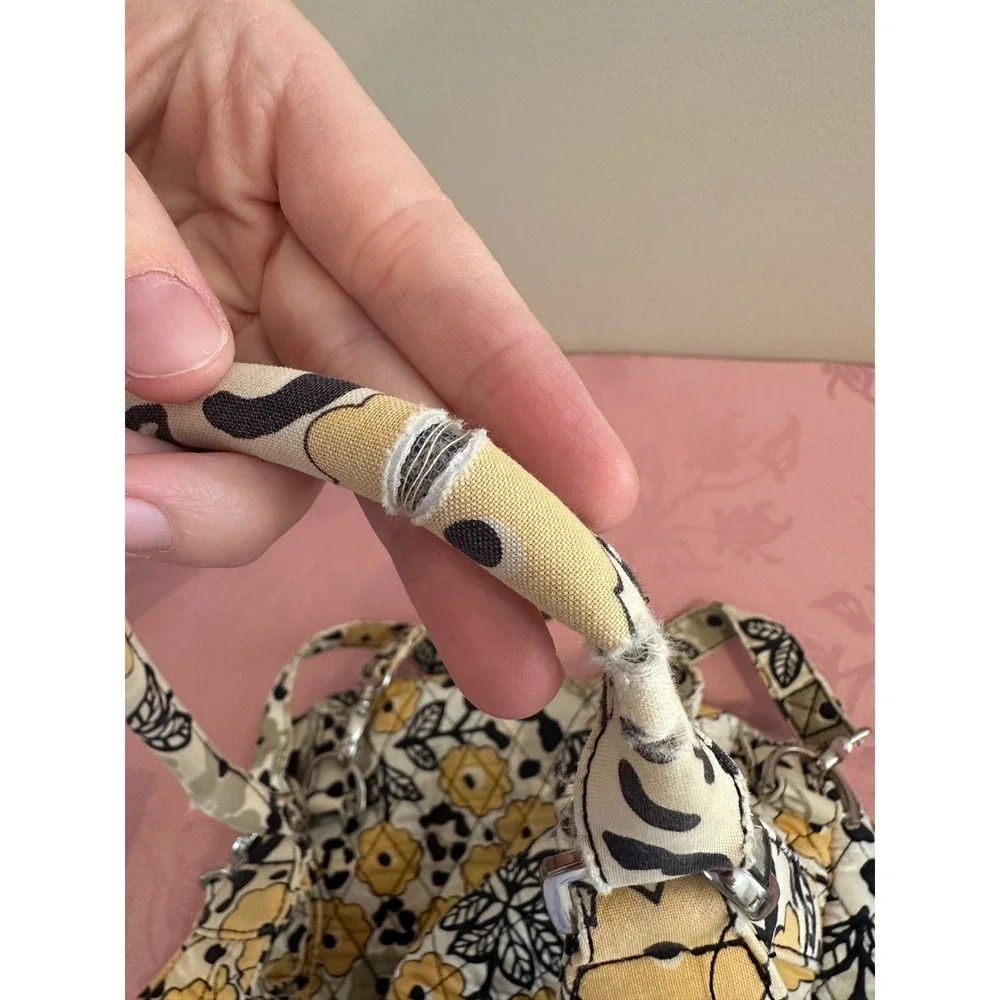 Vera Bradley yellow and‎ black drawstring backpack and shoulder bag